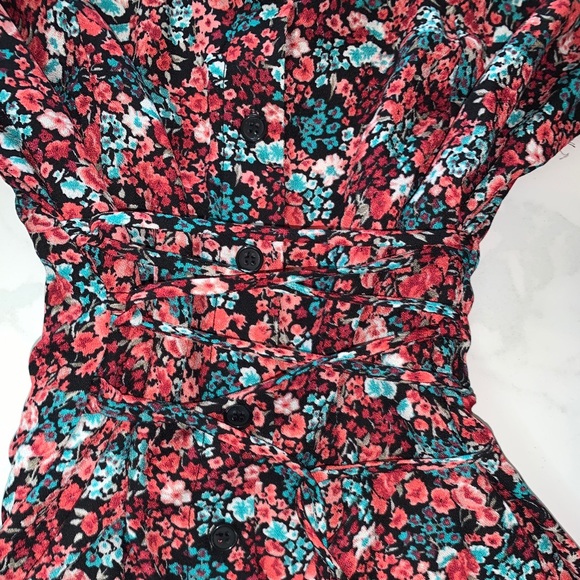 Floral dress button up/criss cross waist, small - Picture 2 of 6
